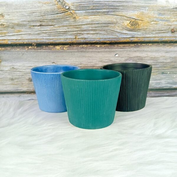 Line Pattern Khurja Ceramic Indoor Planters-ST8525