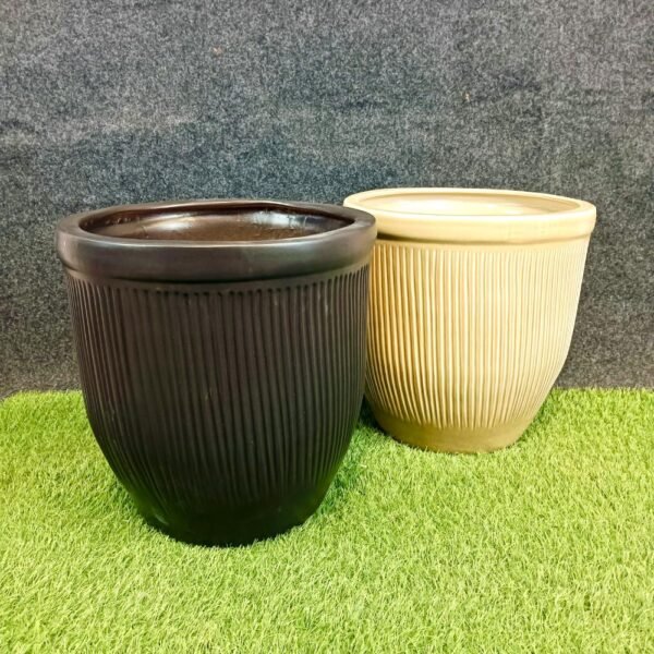 Line Design Border Khurja Ceramic Pots-ST8571