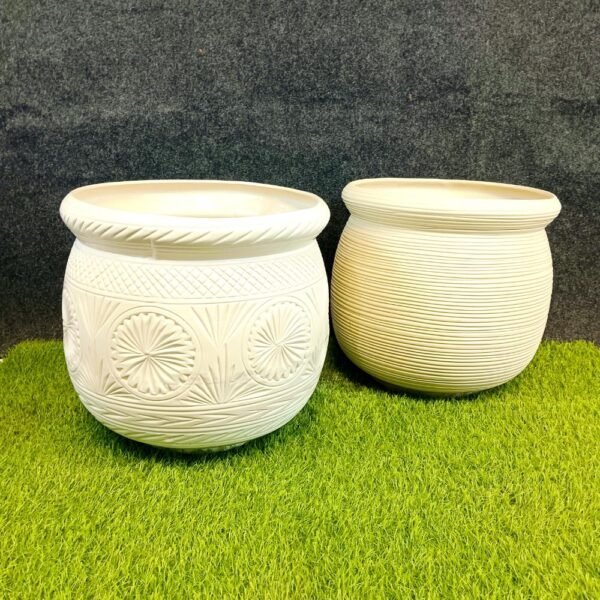 Vintage Painting Khurja Ceramic Dabbu Pots-ST8576